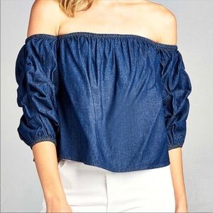 Demin off the shoulder top